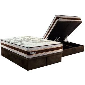 Conjunto Box Baú Queen: Colchão Espuma Paropas Resiste Double Face Ag D45 + Base Crc Suede Brown (158x198)