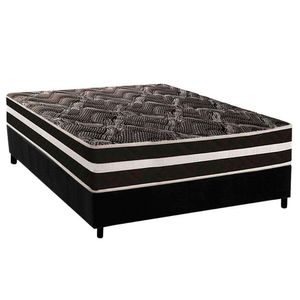 Conjunto Box Casal: Colchão Anatômico Paropas D28 - Master Ag80 Black Double Face 25 + Base Crc Suede Black (138x188)