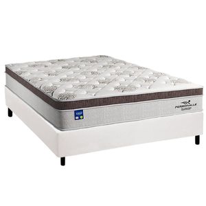 Conjunto Box Casal: Colchão Molas Plumatex Ensacadas Personalle + Base Crc Courano White (138x188)