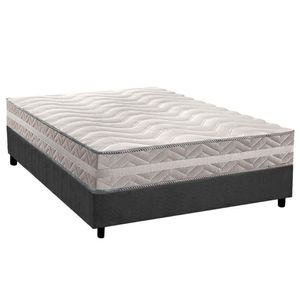 Conjunto Box Casal: Colchão Espuma Paropas D28 - Master Prata Double Face 25 + Base Crc Suede Gray (138x188)