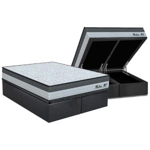 Conjunto Box Baú Queen: Colchão Molas Orthoflex D33 Matera Ml + Base Crc Suede Gray (158x198)