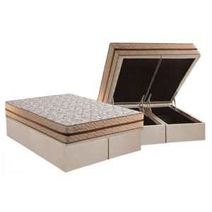 Conjunto Box Baú Queen: Colchão Molas Paropas Ensacadas Basic + Base Crc Suede Clean (158x198)