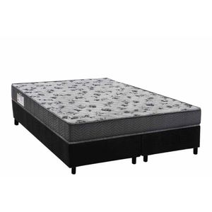 Conjunto Box Queen: Colchão Anatômico Ortobom D33 Iso 100 Ultra Firme + Base Crc Suede Black (158x198)
