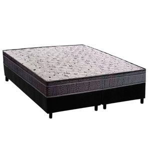 Conjunto Box Queen: Colchão Espuma Ortobom D20 Physical Super Hiper Resistente 17 + Base Crc Suede Black (158x198)