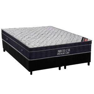 Conjunto Box King: Colchão Molas Ortobom Nanolastic Airtech Progressive + Base Crc Suede Black (193x203)