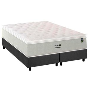 Conjunto Box King: Colchão Molas Plumatex Ensacadas Ecolife + Base Crc Suede Gray (193x203)
