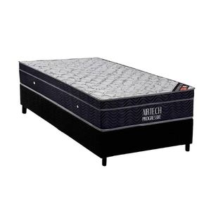 Conjunto Box Solteiro: Colchão Molas Ortobom Nanolastic Airtech Progressive + Base Crc Suede Black (78x188)