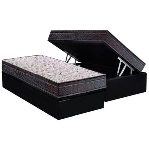 Conjunto Box Solteiro: Colchão Espuma Ortobom D20 Physical Super Hiper Resistente 20 + Base Crc Suede Black (88x188)