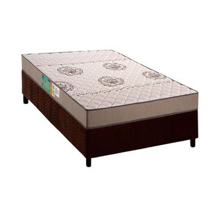 Conjunto Box Solteiro: Colchão Espuma Polar D33 Pérola Clean + Base Crc Suede Brown (88x188)