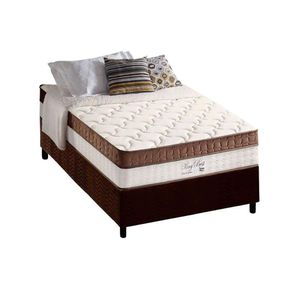 Conjunto Box Solteiro: Colchão Molas Ensacadas King Best Brown + Base Crc Suede Brown (88x188)