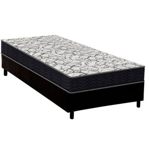 Conjunto Box Solteiro: Colchão Espuma Ortobom D45 Airtech 150 + Base Crc Suede Black (88x188)