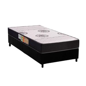 Conjunto Box Solteiro: Colchão Anatômico Polar D28 Orthoface Black + Base Crc Suede Black (88x188)