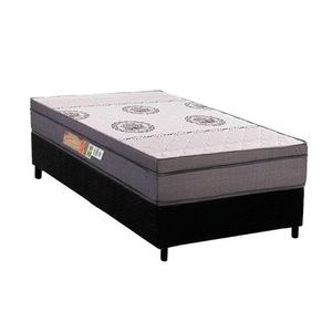 Conjunto Box Solteiro: Colchão Anatômico Polar D28 Orthopremium Grey + Base Crc Suede Black (88x188)