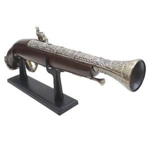 Arma Decorativa Mosquete Com Cabo Em Madeira E Suporte