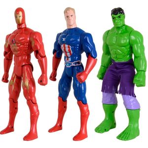 Kit Trio Brinquedos Hulk Capitão America Homem De Ferro 29cm