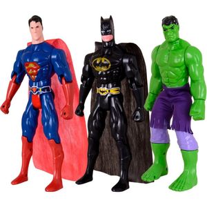 Kit Trio Brinquedos Incrível Hulk Batmam Super Homem 29cm
