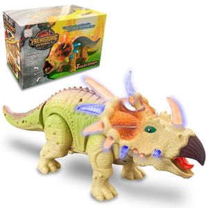 Dinossauro Elétrico Tricerátops Com Movimento Som E Luz Leds