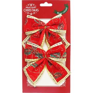 Kit 24 Enfeite Laços Natalino Vermelho árvore Natal De 12cm