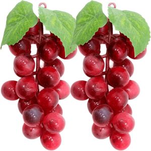 Kit 6 Cachos De Uva Vermelha Fruta Artificial Silicone 12cm