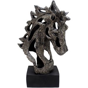 Estatueta Decorativa Cabeça De Cavalo Vazado Em Resina 30cm
