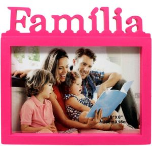 Decoração Porta Retrato De Mesa Rosa Enfeite Família 20x15cm