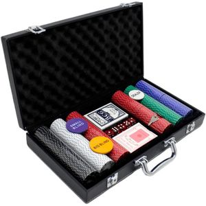 Maleta De Poker Preto Com 300 Fichas Numeradas Carta Baralho