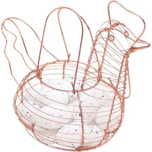 Cesto Galinha Porta Ovos Aramado Decorativo 18 Ovos Branco