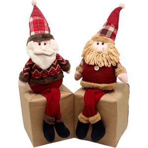 Dupla Bonecos Natalinos Papai Noel Com Pernas Moles De 60cm