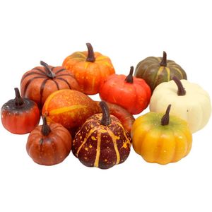 Kit Decoração Abóboras Legumes Artificiais Isopor Com 10 Peças