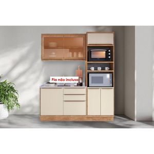 Cozinha Completa Versalis 3 Peças 1 Aéreo Balcão 1 Torre Quente C3p192 Freijó Cinza Argila Herval