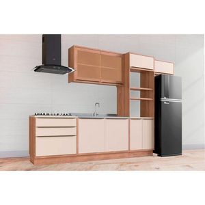Cozinha Completa Versalis 6 Peças 2 Aéreos 2 Balcões 1 Torre Quente 1 Complemento C6p191 Freijó Cinza Argila Herval