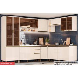 Cozinha Completa 12 Peças Connect 1 4 Aéreos 4 Balcões 1 Paneleiro 3 Complementos C5p92 Off White