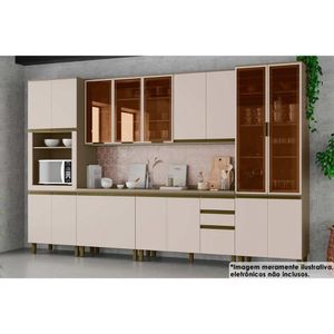 Cozinha Completa 9 Peças Connect 3 Aéreos 2 Balcões 2 Paneleiros 2 Complementos C6p09 Duna Cristal