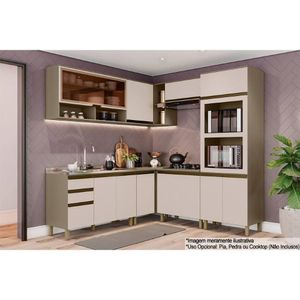 Cozinha Completa 9 Peças Connect 3 Aéreos 3 Balcões 1 Paneleiro C6p03 Duna Cristal