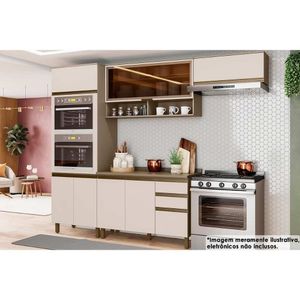 Cozinha Completa 5 Peças Connect 2 Aéreos 1 Balcão 1 Paneleiro 1 Complemento C6p25 Duna Cristal