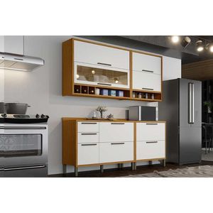 Cozinha Completa 4 Peças Syrah 2 Aéreos 2 Balcões C4p04 Amendoa Branco Ronipa