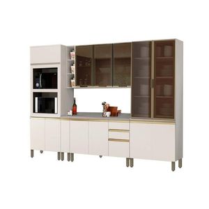 Cozinha Completa 8 Peças Connect 1 Aéreos 2 Balcões 2 Paneleiros 3 Complementos C8p05 Off White
