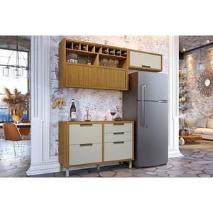 Cozinha Completa 3 Peças Imperatriz 2 Aéreos 1 Balcão C6p45 Freijó Off White