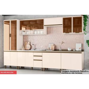 Cozinha Completa 9 Peças Connect 3 Aéreos 3 Balcões 1 Paneleiro 2 Complementos C5p86 Off White