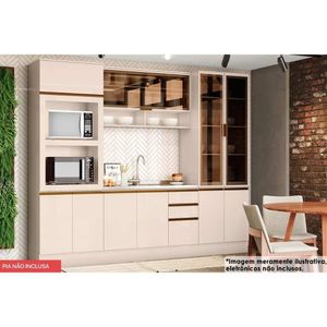 Cozinha Completa 6 Peças Connect 1 Aéreo Balcão 2 Paneleiros 2 Complementos C5p71 Off White