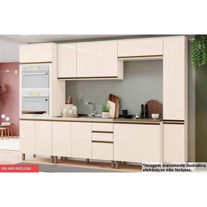 Cozinha Completa 7 Peças Connect 2 Aéreos 2 Balcões 2 Paneleiros 1 Complemento C5p90 Off White