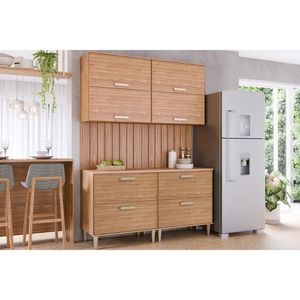 Cozinha Completa 6 Peças Bella 2 Aéreos 2 Balcões 2 Complementos C6p82 Freijó