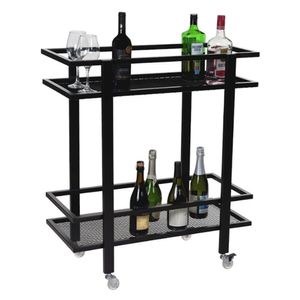 Carrinho Para Bebidas Grande Estilo Industrial Com Prateleiras Em Tela Expandida