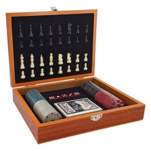 Jogo Tabuleiro De Xadrez Luxo Caixa De Madeira Jogo De Poker E Dados Marrom