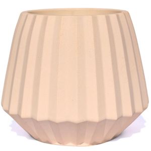 Vaso Decorativo Diamante Artesanal 10,5x13cm Em Cimento Palha