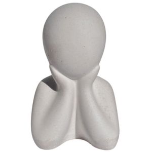 Estátua Decorativa Família Filho(a) 6cm Em Cimento Artesanal Cinza