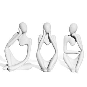 Conjunto 3 Peças Estátuas Pensadoras Alice Ana E Amora 12,5cm Branco
