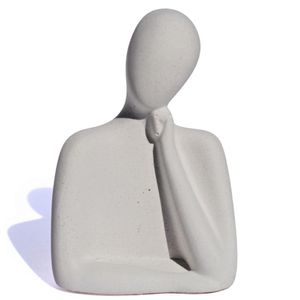 Estátua Decorativa Família Mãe 8cm Em Cimento Artesanal Cinza