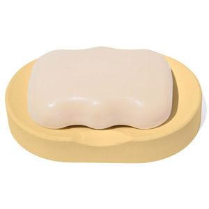 Saboneteira Porta Sabonete Banheiro Oval 11cm Em Cimento Amarelo