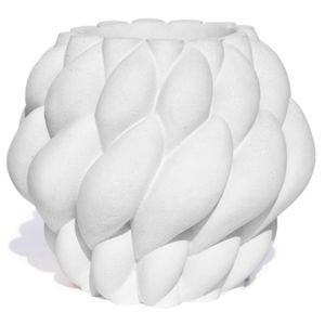 Vaso Decorativo Novelo 13cm Em Cimento Artesanal Sala E Cozinha Branco